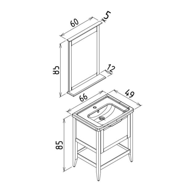 Orka Bastle 65 cm Antrasit Banyo Dolabı