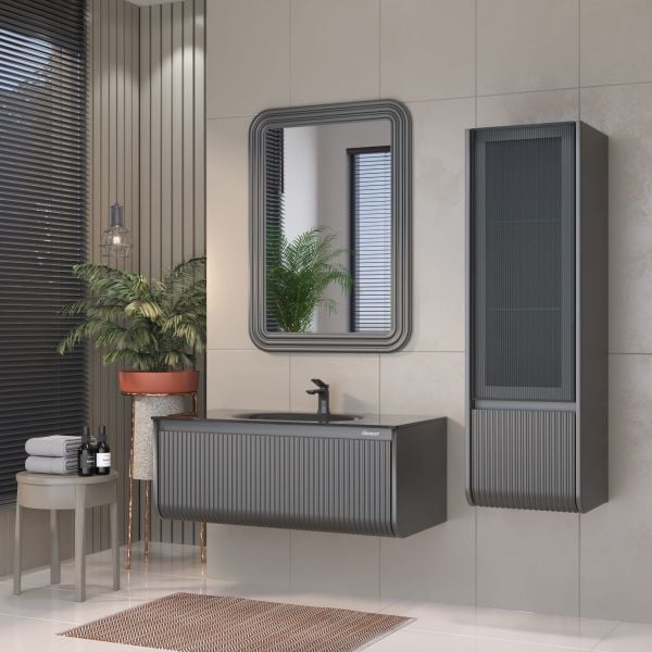 Shower Petra 80 cm Antrasit Banyo Dolabı