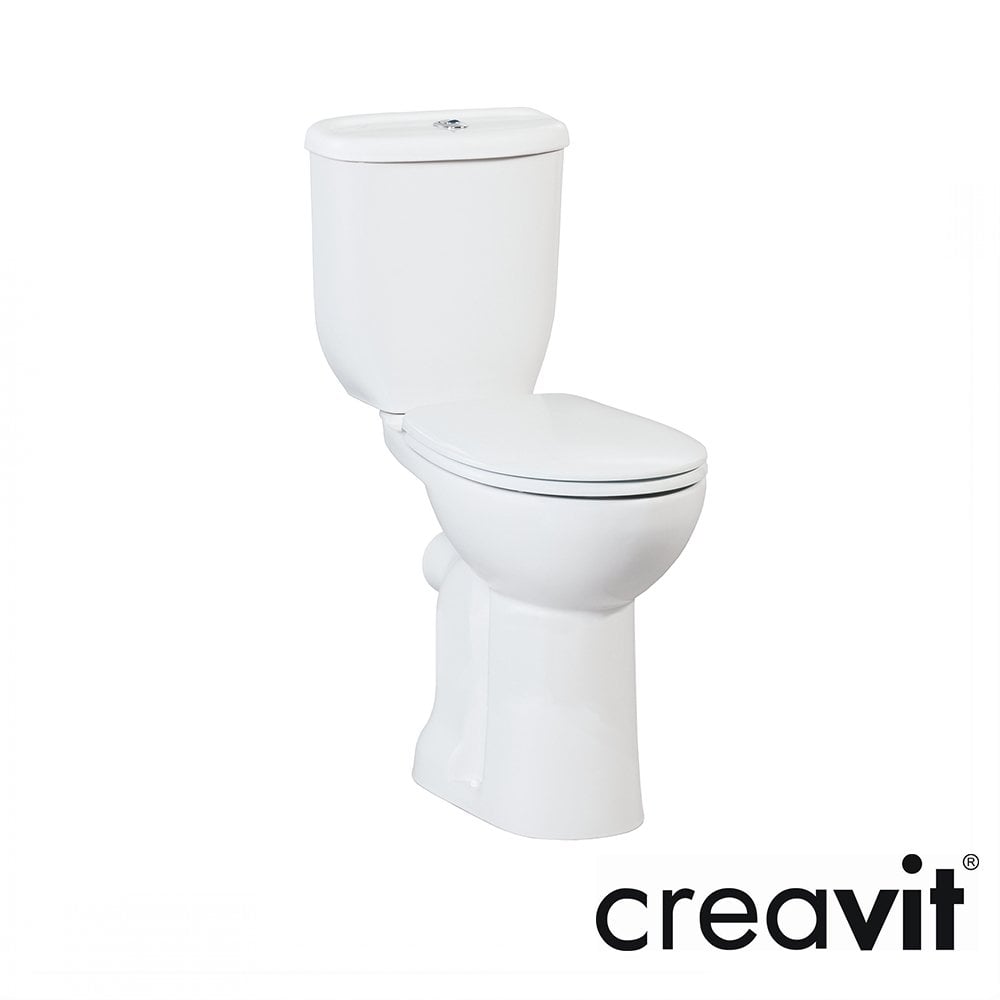 CREAVİT Bedensel Engelli Arkadan Çıkışlı Klozet, Bedensel Engelli Rezervuar, Çınar Duroplast Yavaş Kapak