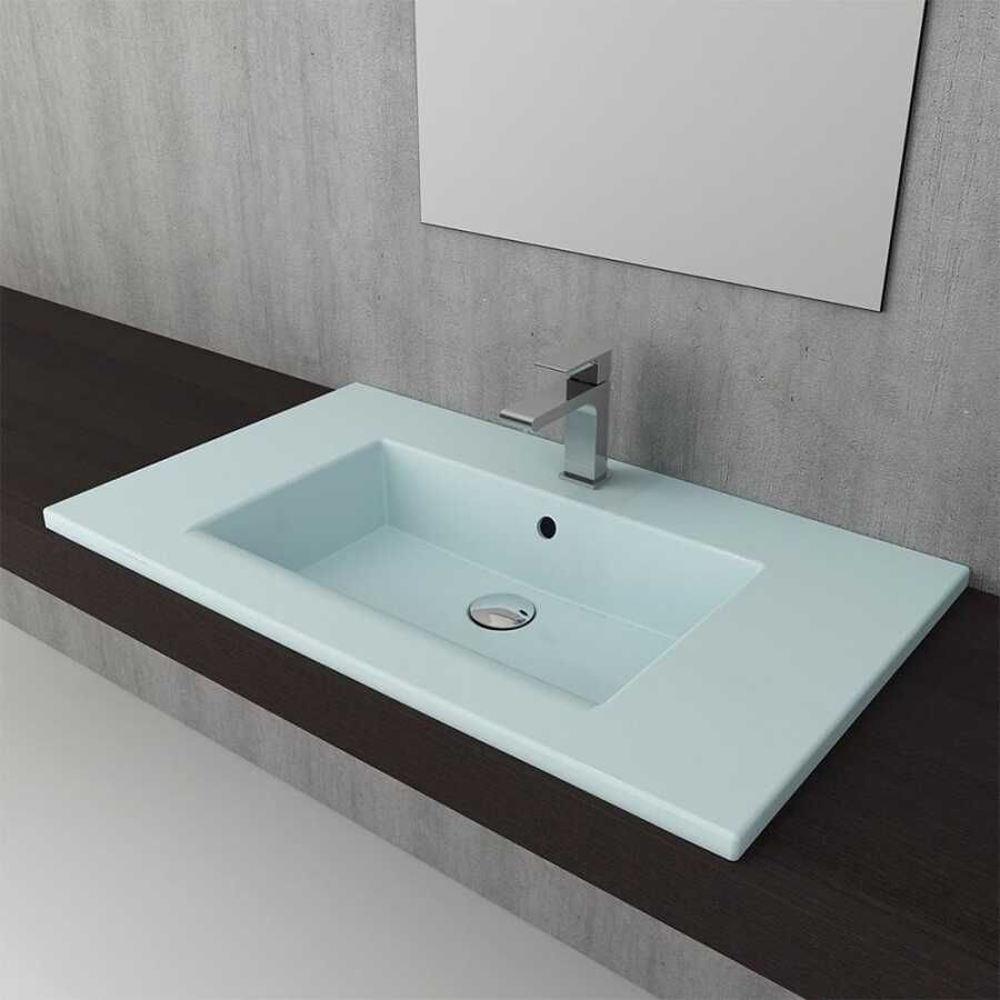 BOCCHI Milano Etajerli Lavabo 80 cm Mat Buz Mavisi