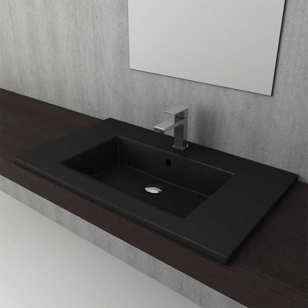BOCCHI Milano Etajerli Lavabo 80 cm Mat Siyah