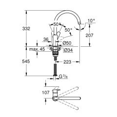 Grohe Bauedge Döner Borulu Eviye Bataryası