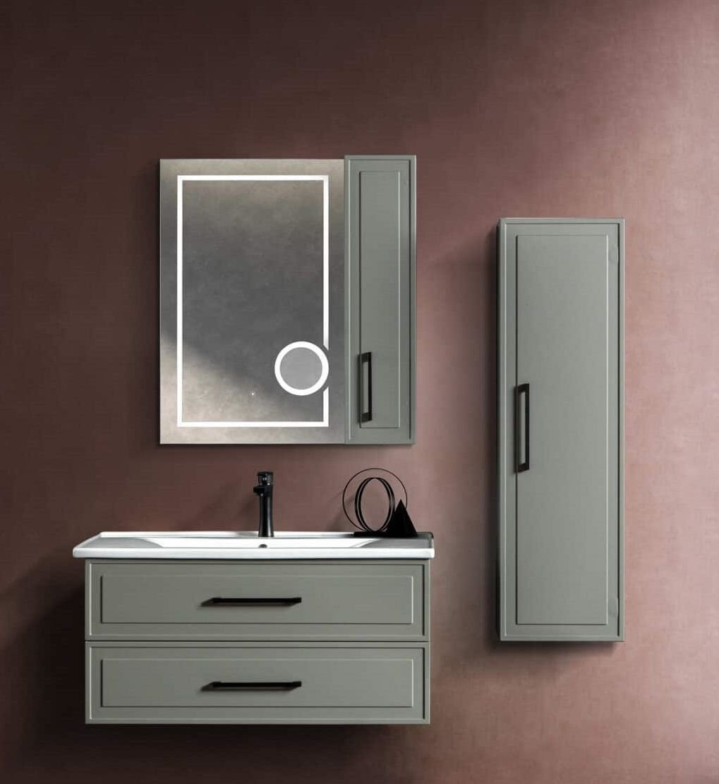 Bagnora Tudor 100 cm Gri Banyo Dolabı