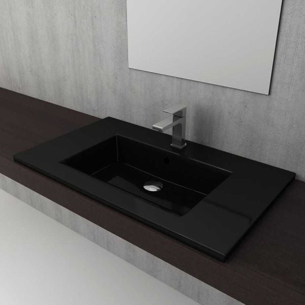 BOCCHI Milano Etajerli Lavabo 80 cm Parlak Siyah