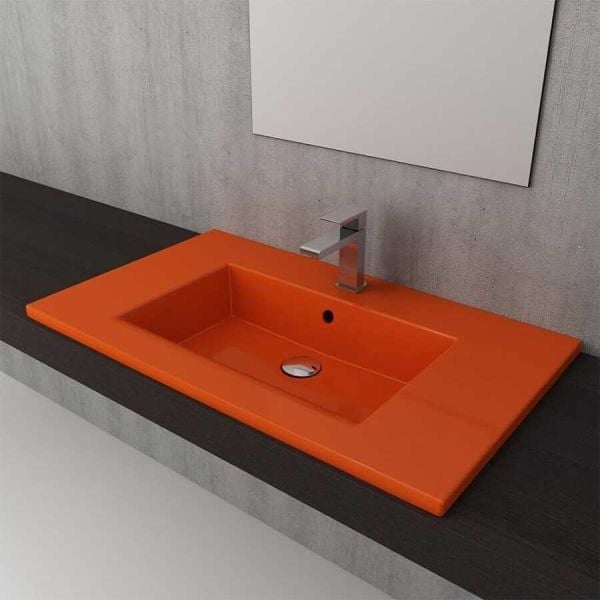 BOCCHI Milano Etajerli Lavabo 80 cm Parlak Turuncu