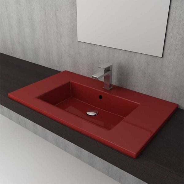 BOCCHI Milano Etajerli Lavabo 80 cm Parlak Kırmızı