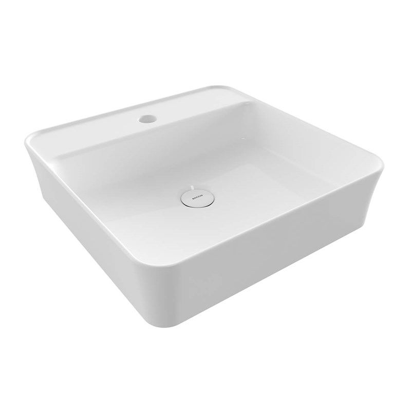 BOCCHI Sottile Slim Line Kare Lavabo 45 cm, Parlak Beyaz