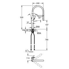 Grohe Essence Profil Spray Eviye Bataryası