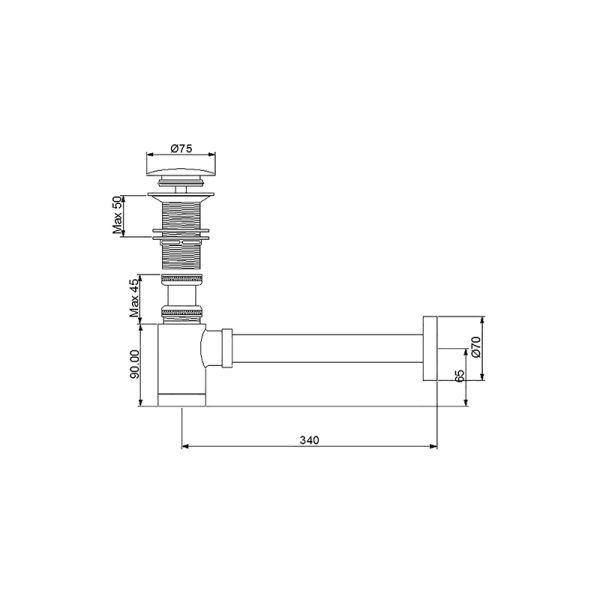 NEWARC Newart Lavabo Sifonu (Krom-Basmalı-Deliksiz)