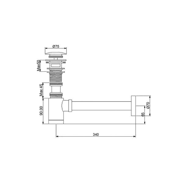 NEWARC Newart Lavabo Sifonu (Krom-Basmalı-Delikli)