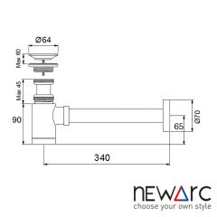 NEWARC Newart Lavabo Sifonu (Krom-Süzgeçli)