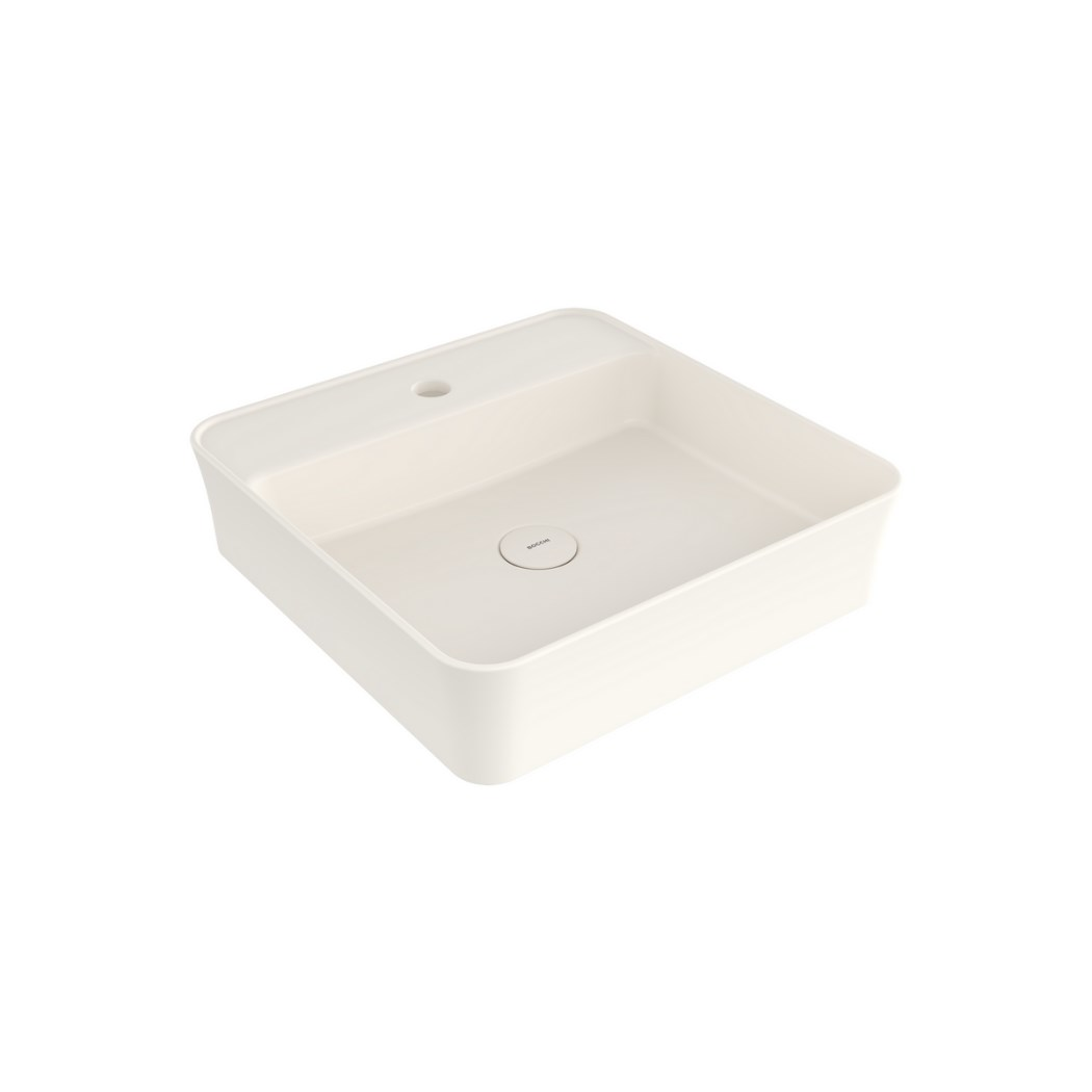 BOCCHI Sottile Slim Line Kare Lavabo 45 cm, Parlak Bisküvi