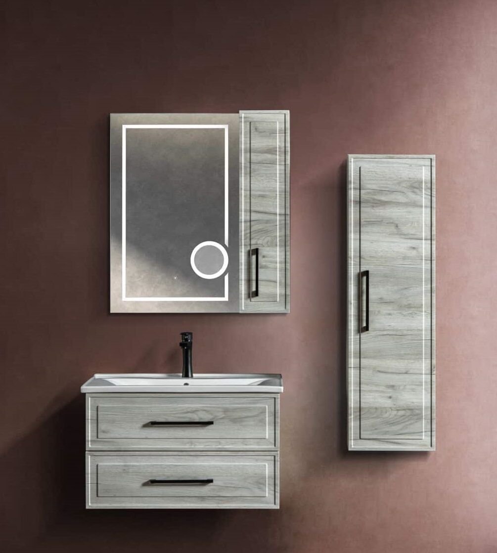 Bagnora Tudor 80 cm Banyo Dolabı Taş Gri