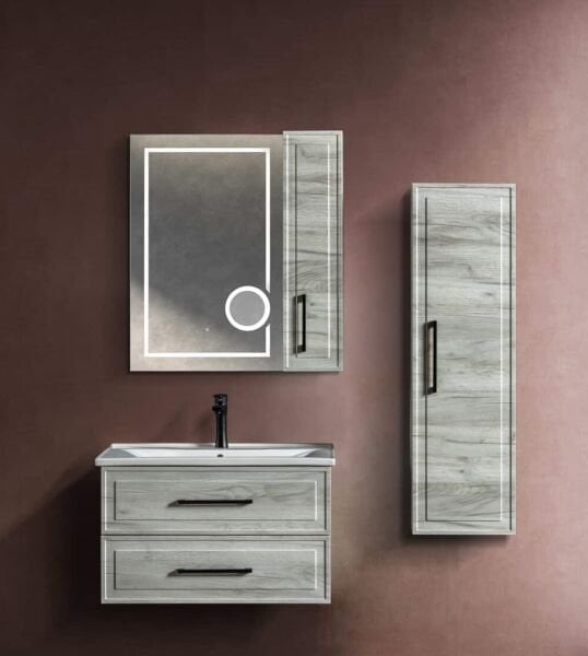 Bagnora Tudor 80 cm Banyo Dolabı Taş Gri