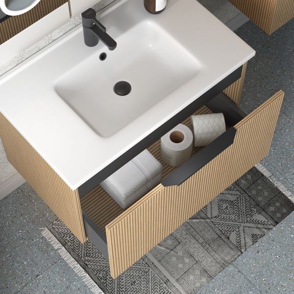 Shower  Arno 85 cm Arno/Siyah Banyo Dolabı