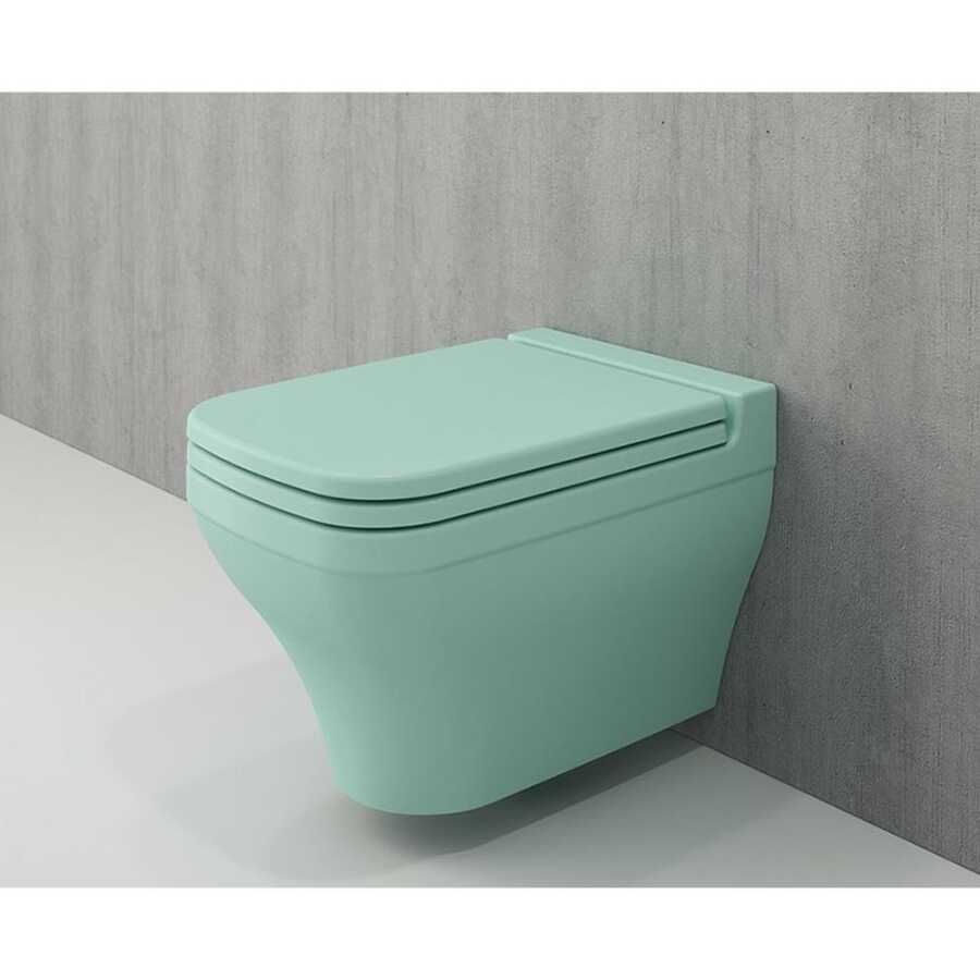 BOCCHI  Scala Arch Asma Klozet Mat Mint Yeşil Klozet Kapağı Dahil