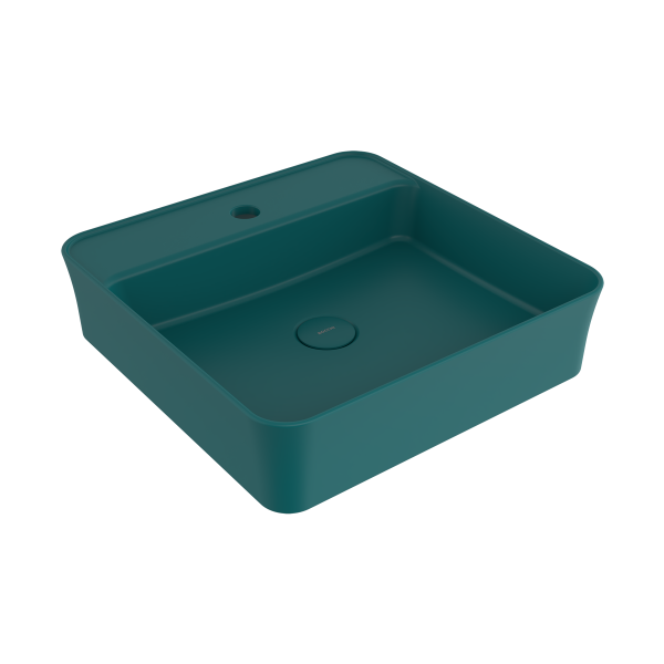 BOCCHI Sottile Slim Line Kare Lavabo 45 cm, Mat Petrol Mavisi