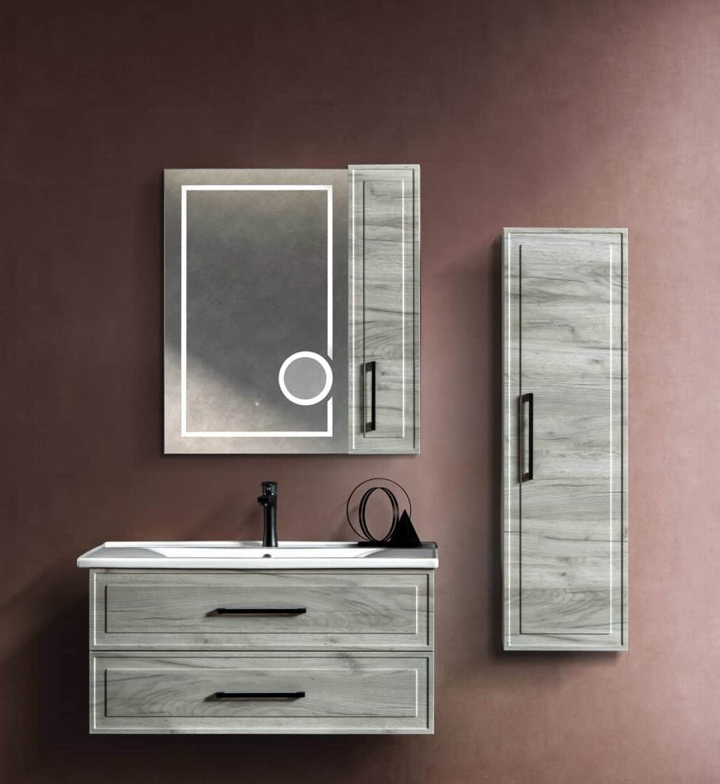 Bagnora Tudor 100 cm Banyo Dolabı Taş Gri