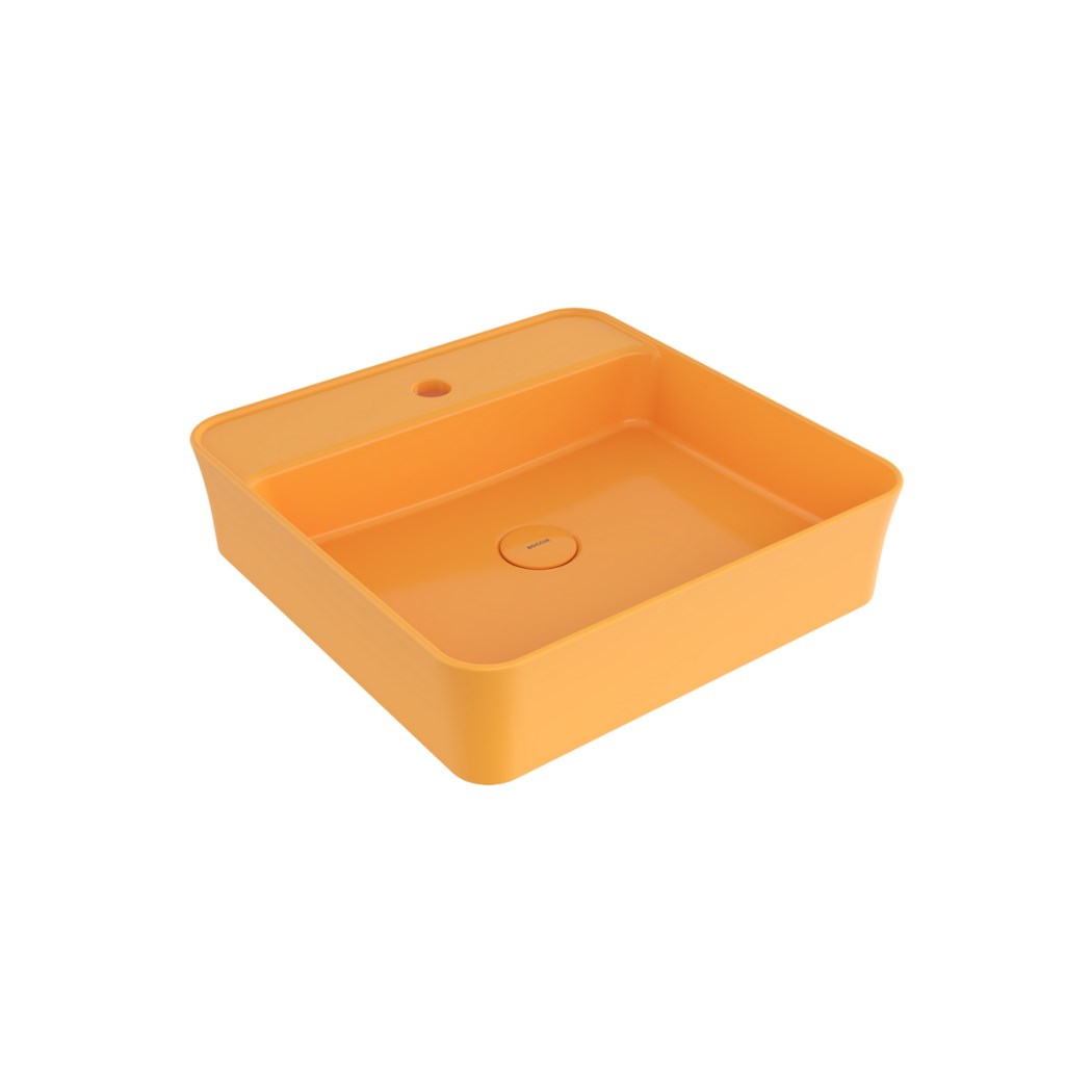 BOCCHI Sottile Slim Line Kare Lavabo 45 cm, Parlak Mandalina Sarısı
