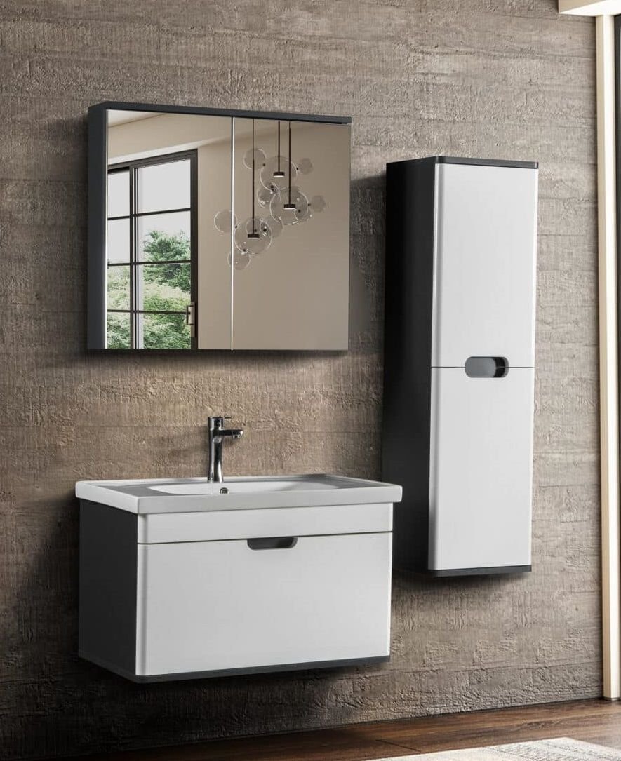 Bagnora Hera 80 cm Banyo Dolabı Beyaz Antrasit