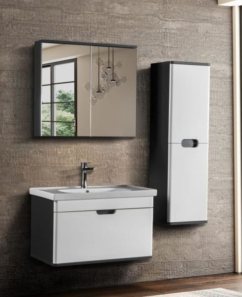 Bagnora Hera 80 cm Banyo Dolabı Beyaz Antrasit