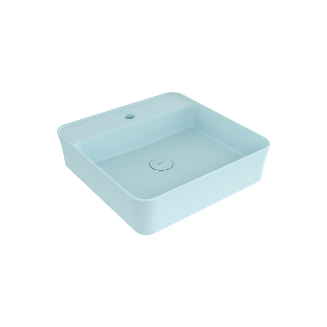 BOCCHI Sottile Slim Line Kare Lavabo 45 cm, Mat Buz Mavisi