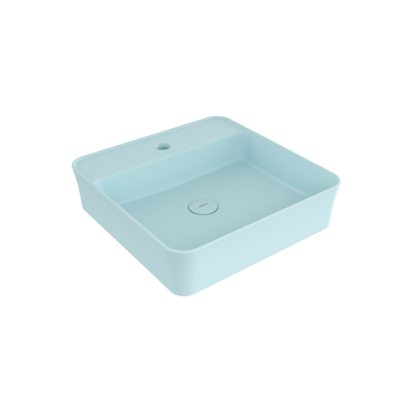 BOCCHI Sottile Slim Line Kare Lavabo 45 cm, Mat Buz Mavisi