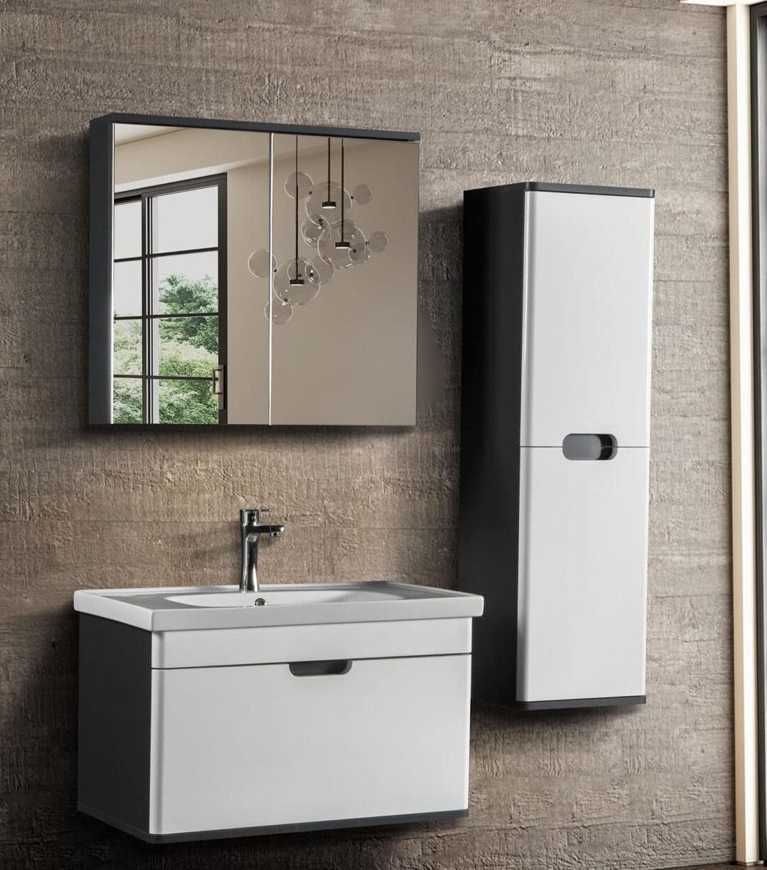 Bagnora Hera 60 cm Banyo Dolabı Beyaz Antrasit