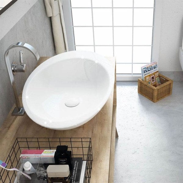 Lucco Gocce 74 cm Tezgah Üstü Lavabo Mat Beyaz