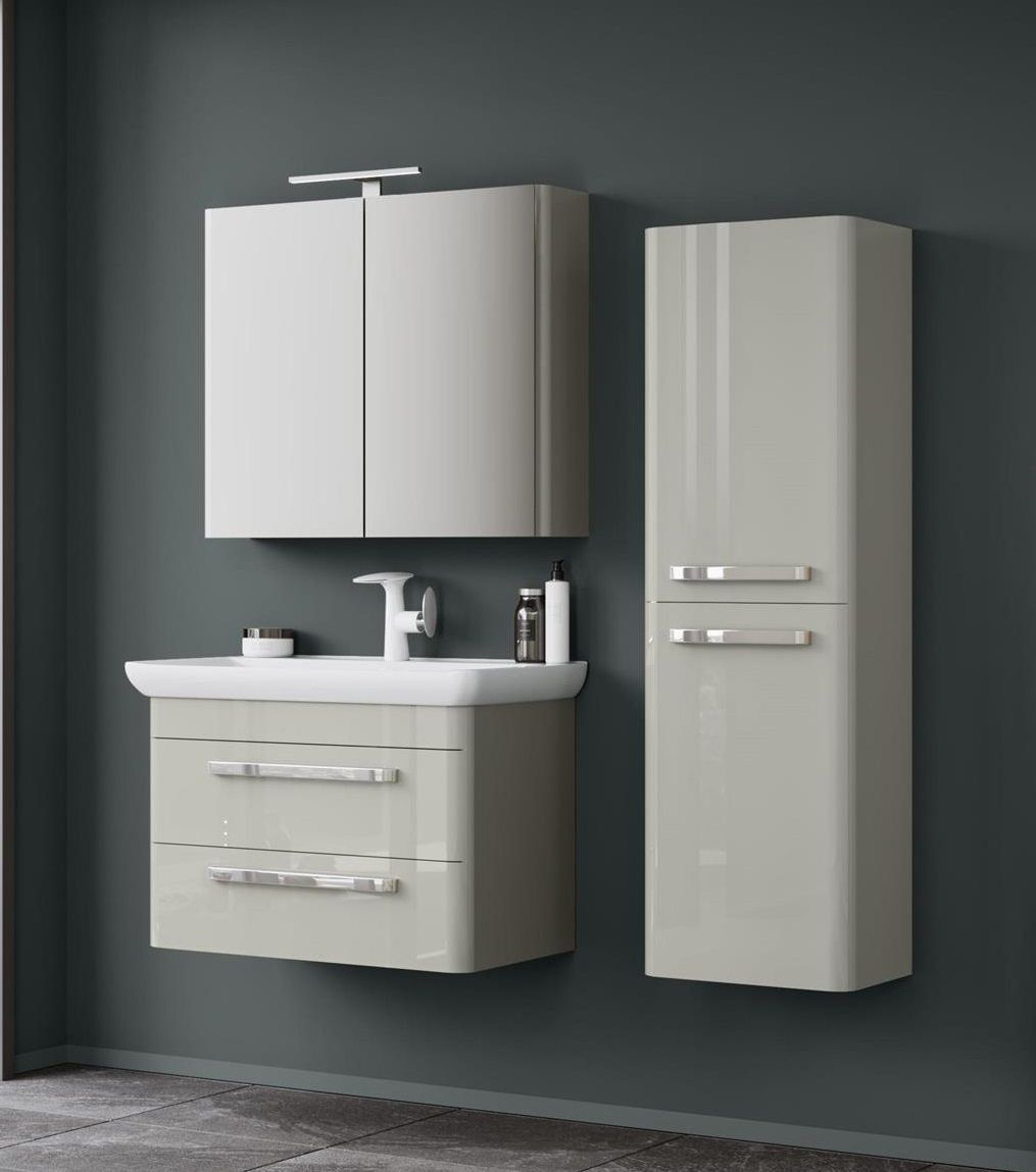 Orka Rose 80 cm Parlak Kaşmir Banyo Dolabı