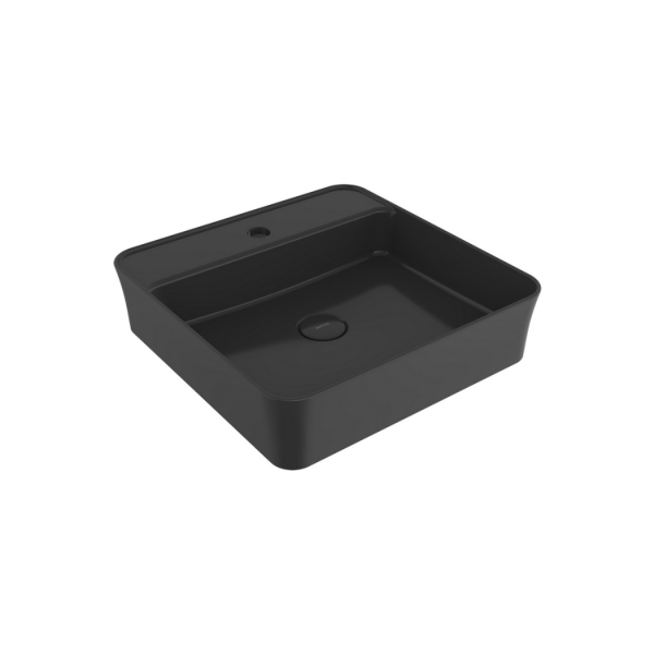 BOCCHI Sottile Slim Line Kare Lavabo 45 cm, Parlak Siyah