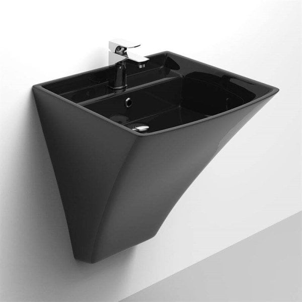Lucco Loop 50 cm Monoblok Lavabo, Parlak Siyah