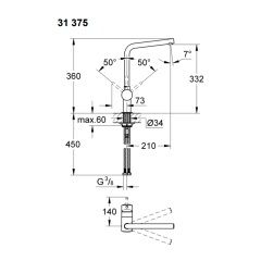 Grohe Minta Tek Kumandalı Eviye Bataryası L Çıkış Ucu