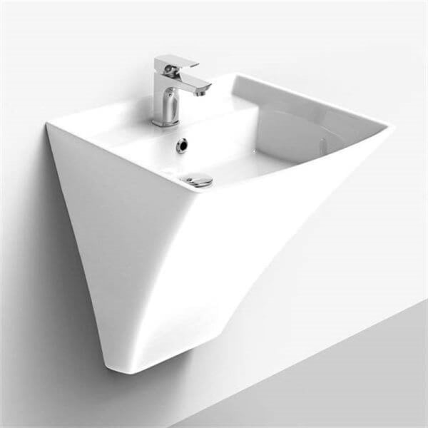 Lucco Loop 50 cm Monoblok Lavabo, Parlak Beyaz