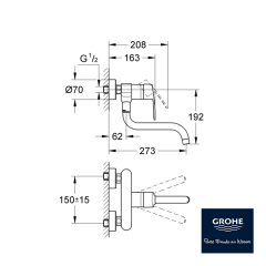 Grohe Eurostyle Cosmopolitan Eviye Bataryası, Duvar Tipi