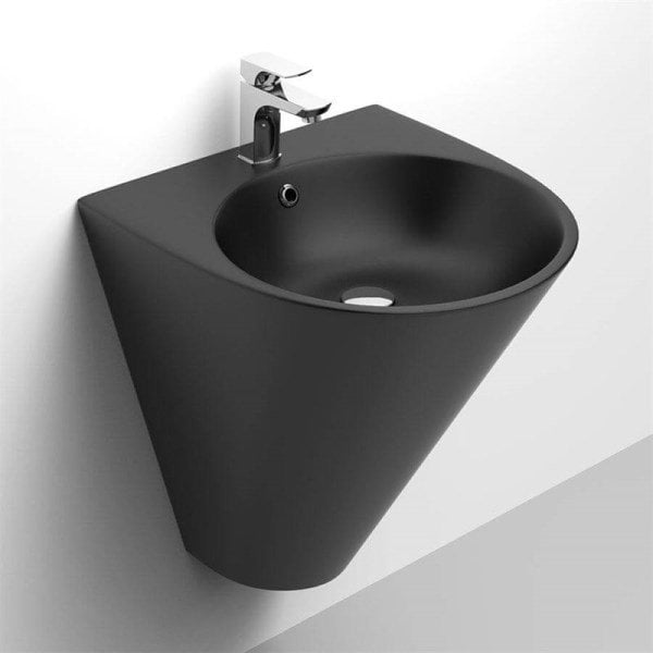 Lucco Garcia 48 cm Monoblok Lavabo, Mat Siyah
