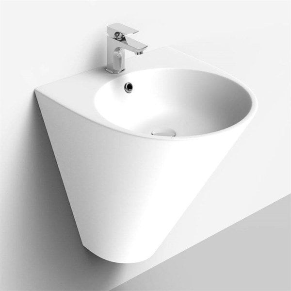 Lucco Garcia 48 cm Monoblok Lavabo, Mat Beyaz