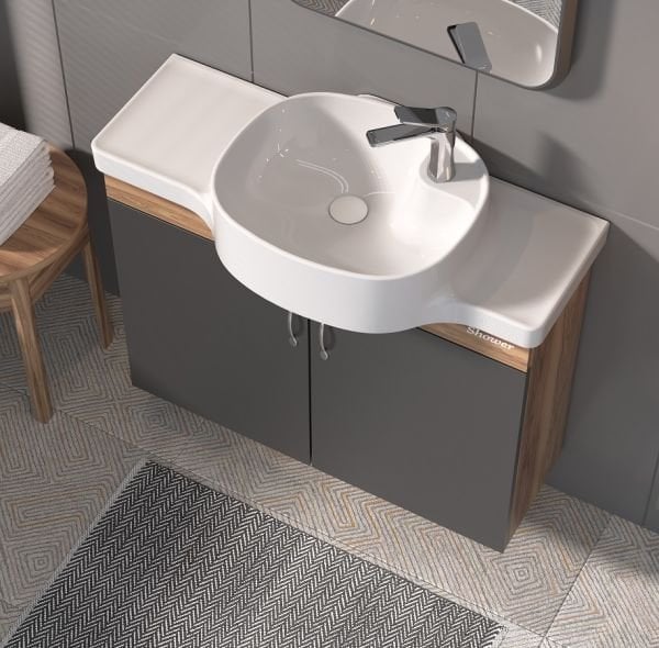Shower  Özgün 80 cm Hazar-Antrasit Banyo Dolabı