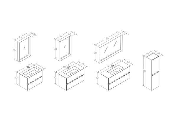 Orka Nest 70 cm Antrasit Banyo Dolabı