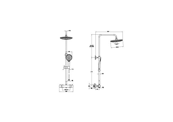 Vitra AquaHeat Bliss 240 2F Duş Kolonu ve Termostatik Duş Bataryası Sistemi, Altın