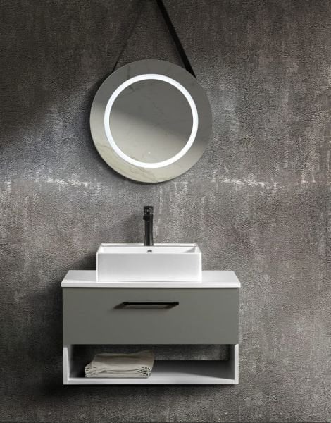 Bagnora Pietro 80 cm Mdf Banyo Dolabı Gri