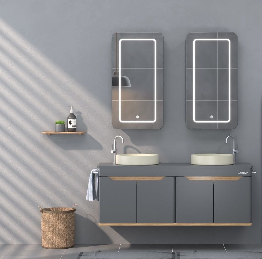 Shower  Edra 130 cm Antrasit-Legnano Banyo Dolabı