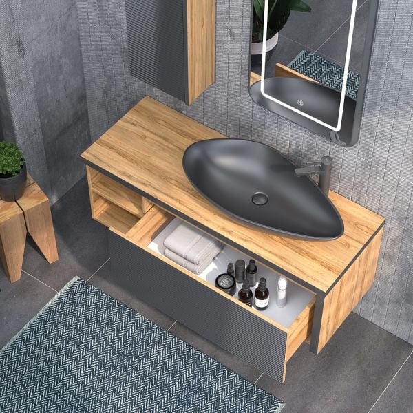 Shower Luna 120 cm Legnona-Siyah Banyo Dolabı