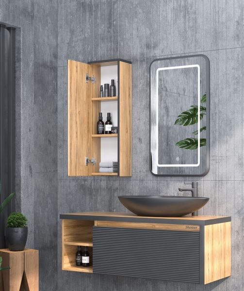 Shower Luna 120 cm Legnona-Siyah Banyo Dolabı