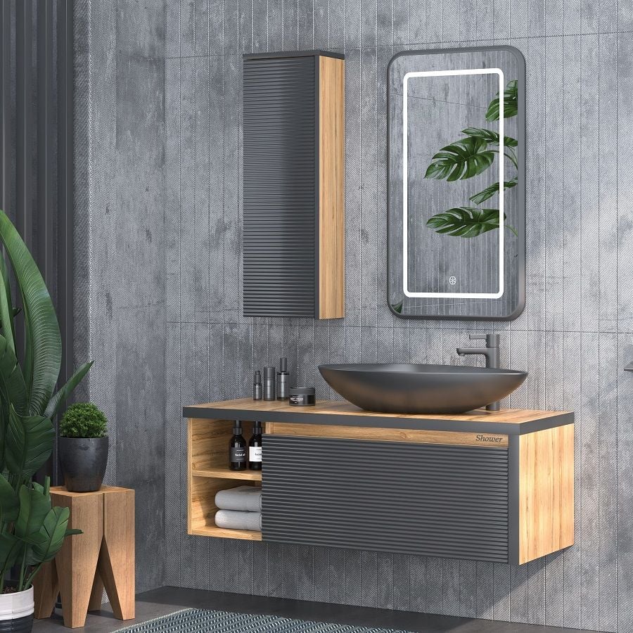 Shower Luna 120 cm Legnona-Siyah Banyo Dolabı