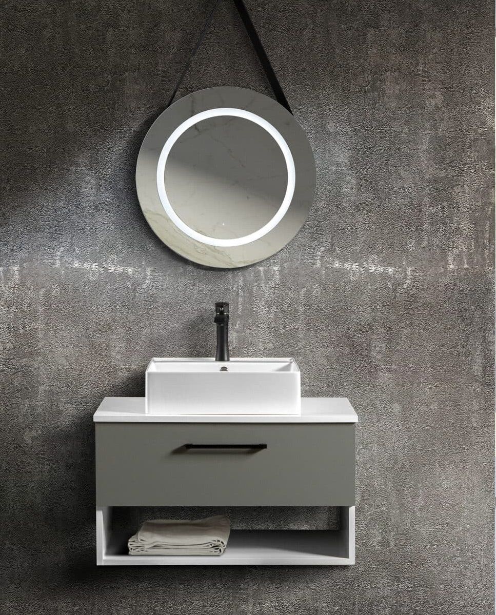 Bagnora Pietro 100 cm Mdf Banyo Dolabı Gri