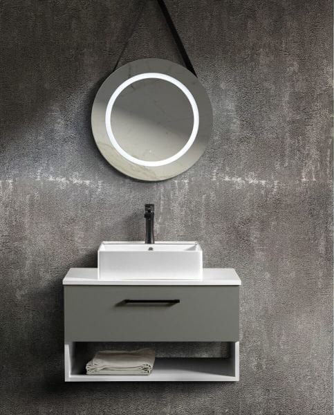 Bagnora Pietro 100 cm Mdf Banyo Dolabı Gri