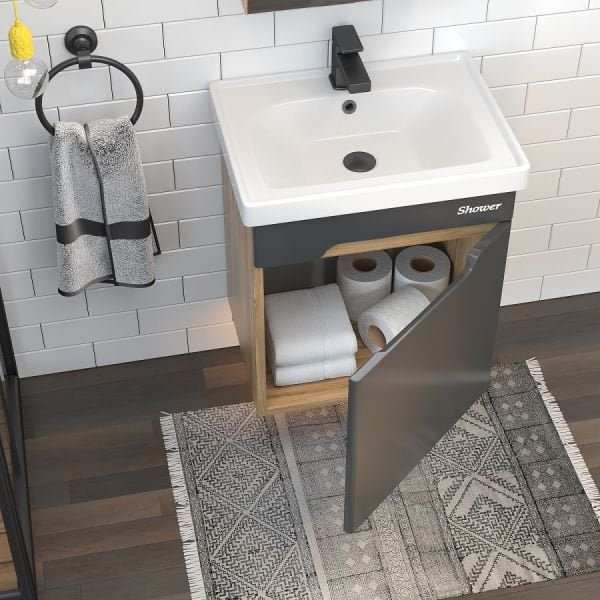 Shower Milano 50 cm Legnona-Antrasit Banyo Dolabı