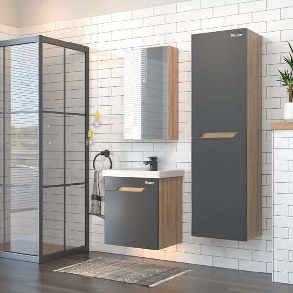 Shower Milano 50 cm Legnona-Antrasit Banyo Dolabı