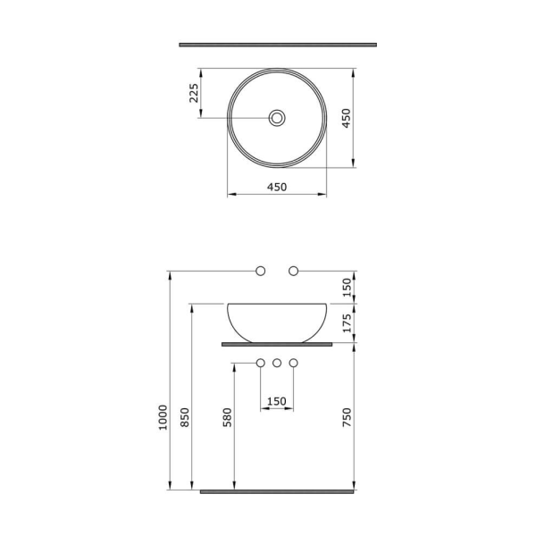 BOCCHI Venezia Çanak Lavabo, 45 cm, Mat Antrasit